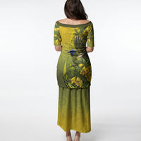 New Zealand Bellbird Puletasi With Kowhai Flowers LT05 - Polynesian Pride