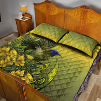 New Zealand Bellbird Quilt Bed Set With Kowhai Flowers LT05 - Polynesian Pride