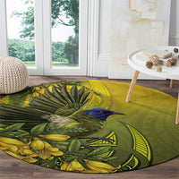 New Zealand Bellbird Round Carpet With Kowhai Flowers LT05 - Polynesian Pride
