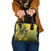 New Zealand Bellbird Shoulder Handbag With Kowhai Flowers LT05 One Size Yellow - Polynesian Pride