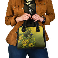 New Zealand Bellbird Shoulder Handbag With Kowhai Flowers LT05 - Polynesian Pride
