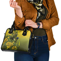 New Zealand Bellbird Shoulder Handbag With Kowhai Flowers LT05 - Polynesian Pride