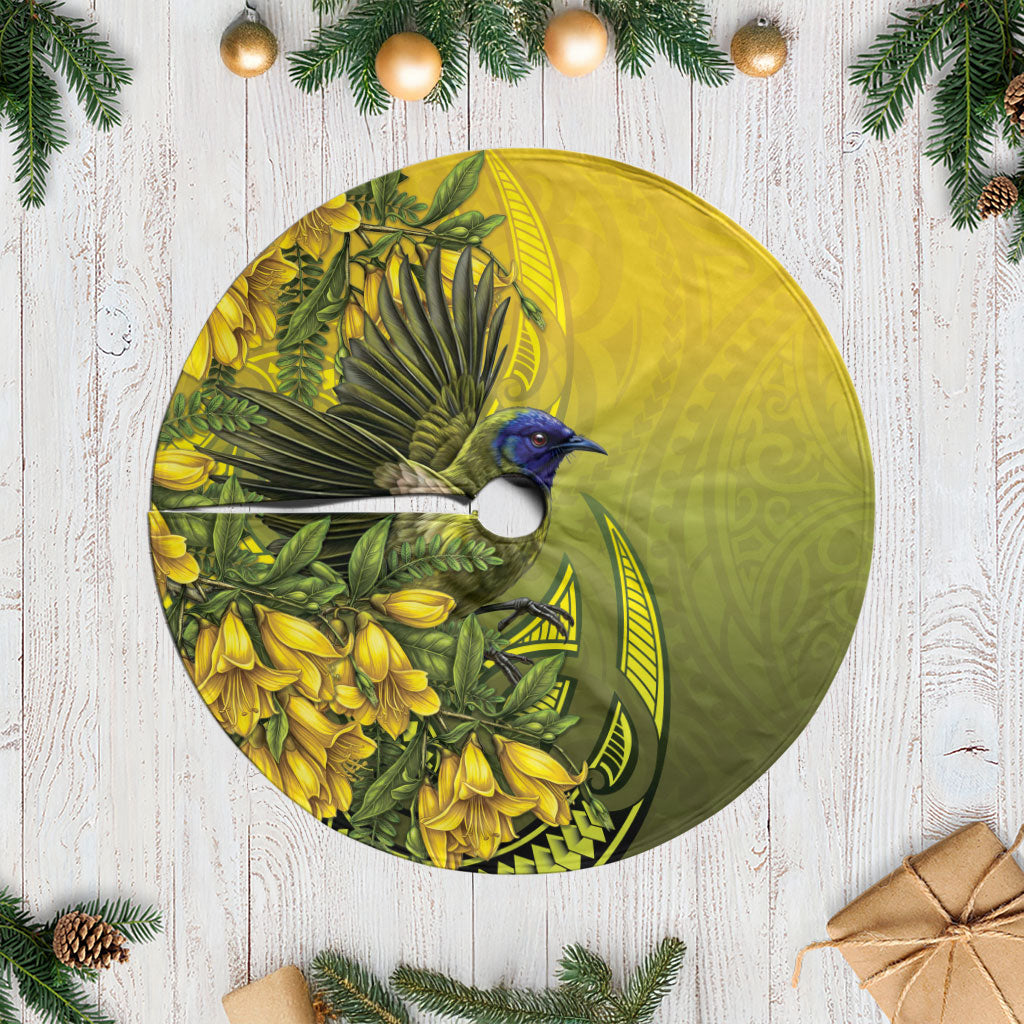 New Zealand Bellbird Tree Skirt With Kowhai Flowers LT05 Casual Yellow - Polynesian Pride