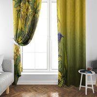 New Zealand Bellbird Window Curtain With Kowhai Flowers LT05 - Polynesian Pride