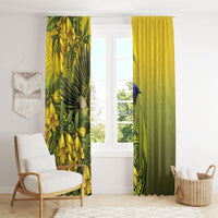 New Zealand Bellbird Window Curtain With Kowhai Flowers LT05 - Polynesian Pride