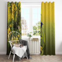 New Zealand Bellbird Window Curtain With Kowhai Flowers LT05 - Polynesian Pride