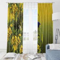 New Zealand Bellbird Window Curtain With Kowhai Flowers LT05 - Polynesian Pride
