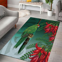 New Zealand Parakeet Bird Area Rug With Kakabeak Flowers LT05 - Polynesian Pride