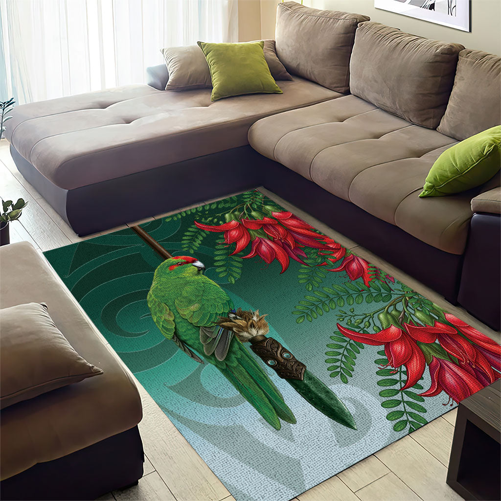 New Zealand Parakeet Bird Area Rug With Kakabeak Flowers LT05 - Polynesian Pride