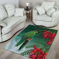 New Zealand Parakeet Bird Area Rug With Kakabeak Flowers LT05 - Polynesian Pride