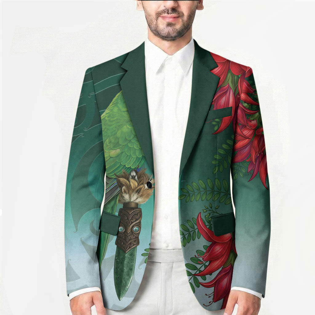 New Zealand Parakeet Bird Blazer With Kakabeak Flowers LT05 - Polynesian Pride