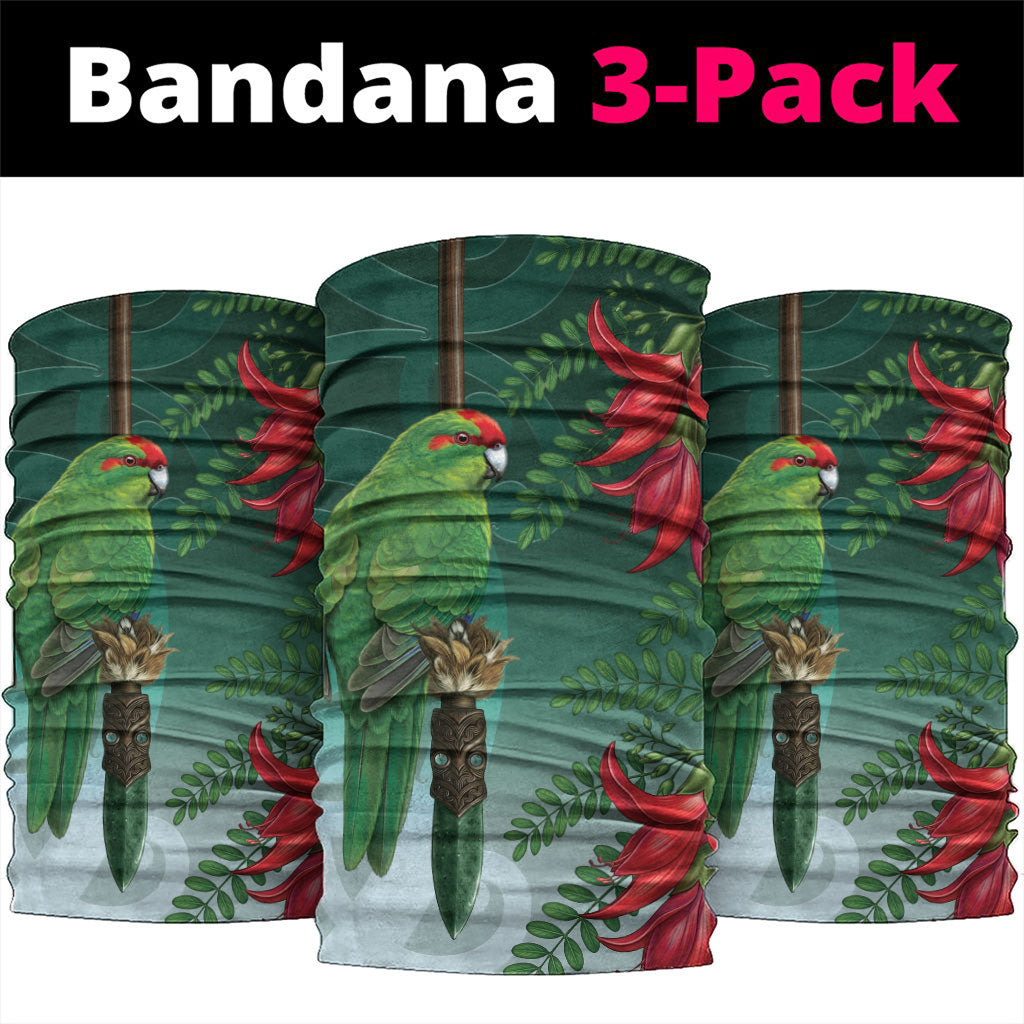 New Zealand Parakeet Bird Neck Gaiter With Kakabeak Flowers LT05 package One Size: 25*50cm Teal - Polynesian Pride