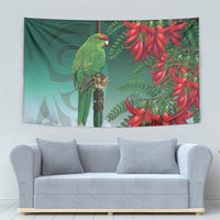 New Zealand Parakeet Bird Tapestry With Kakabeak Flowers LT05 - Polynesian Pride