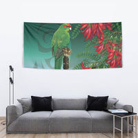 New Zealand Parakeet Bird Tapestry With Kakabeak Flowers LT05 - Polynesian Pride