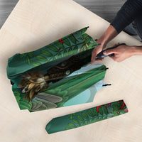 New Zealand Parakeet Bird Umbrella With Kakabeak Flowers LT05 - Polynesian Pride