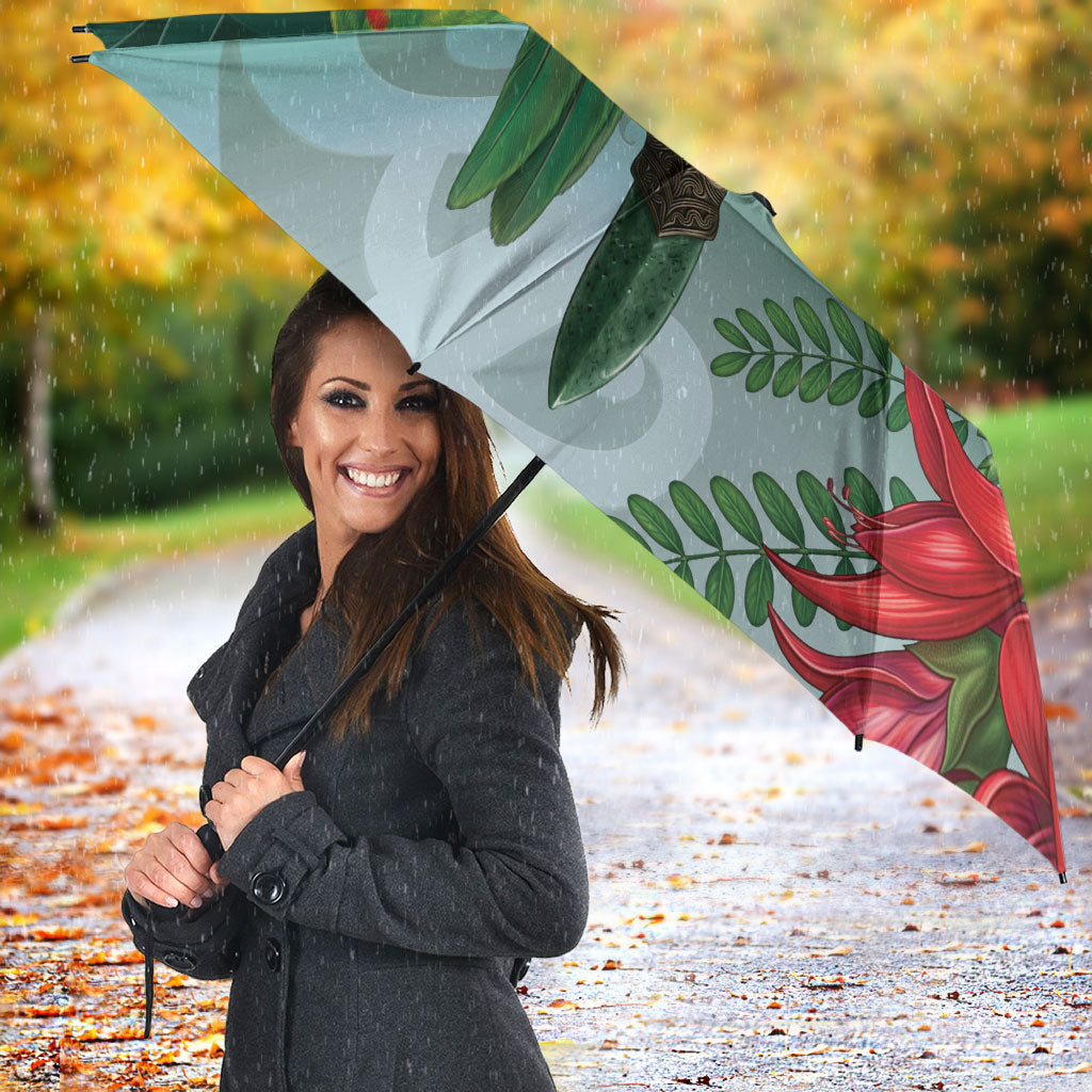 New Zealand Parakeet Bird Umbrella With Kakabeak Flowers LT05 - Polynesian Pride