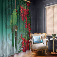 New Zealand Parakeet Bird Window Curtain With Kakabeak Flowers LT05 - Polynesian Pride
