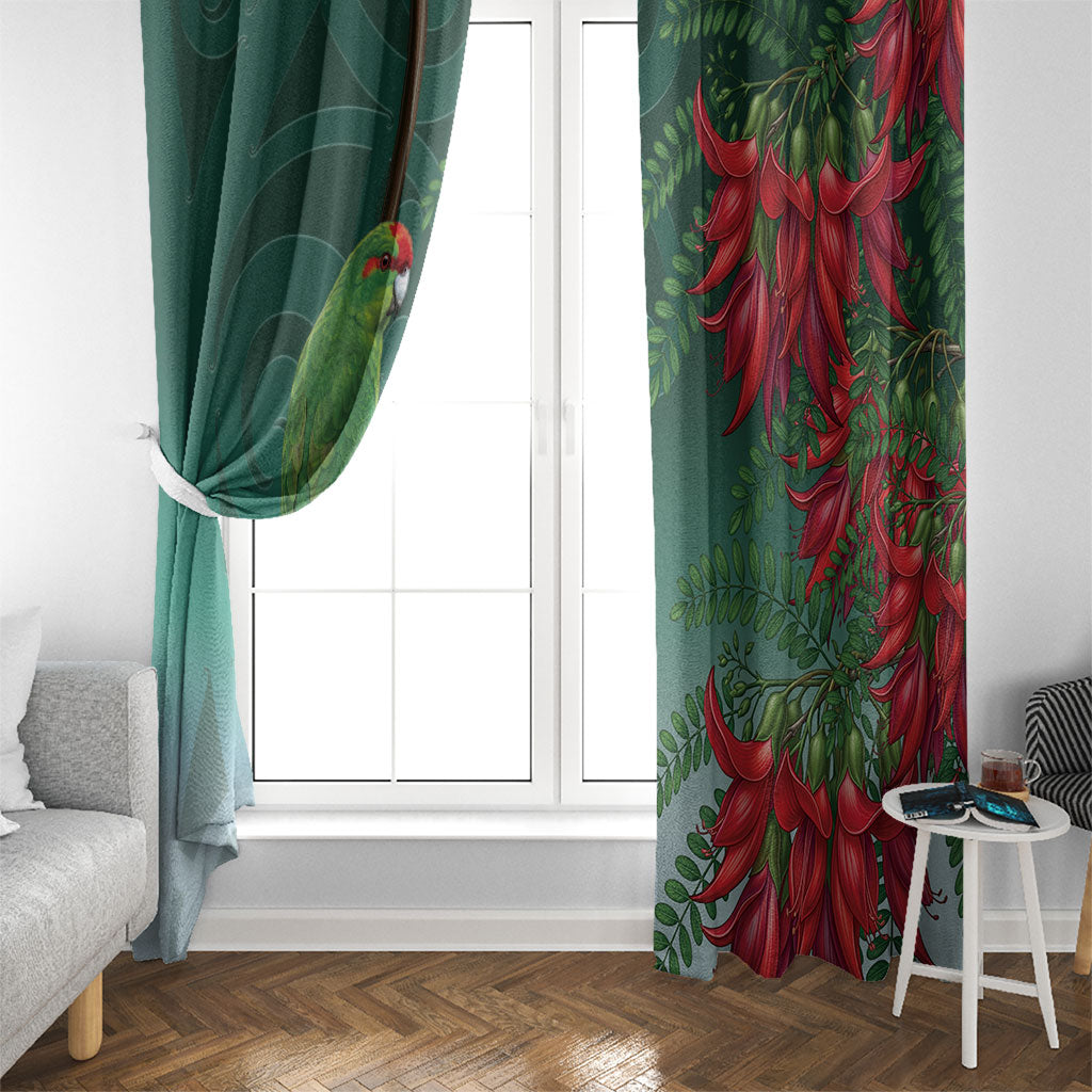 New Zealand Parakeet Bird Window Curtain With Kakabeak Flowers LT05 - Polynesian Pride