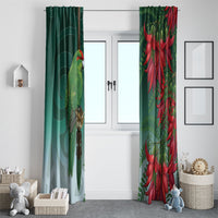 New Zealand Parakeet Bird Window Curtain With Kakabeak Flowers LT05 - Polynesian Pride