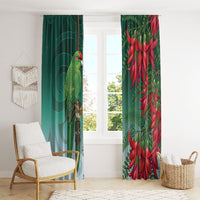 New Zealand Parakeet Bird Window Curtain With Kakabeak Flowers LT05 - Polynesian Pride