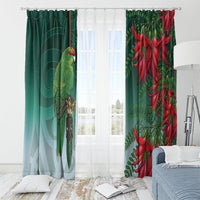 New Zealand Parakeet Bird Window Curtain With Kakabeak Flowers LT05 - Polynesian Pride