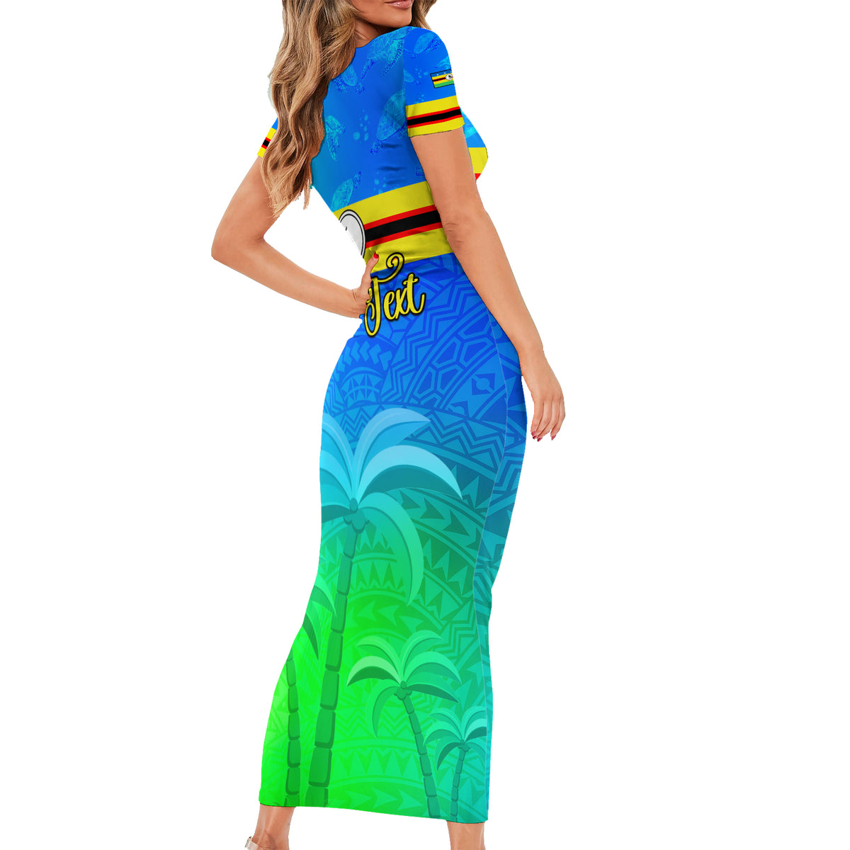 Personalised Solomon Islands Choiseul Province Day Family Matching Short Sleeve Bodycon Dress and Hawaiian Shirt Sea Turtle Tribal Pattern LT05 - Polynesian Pride