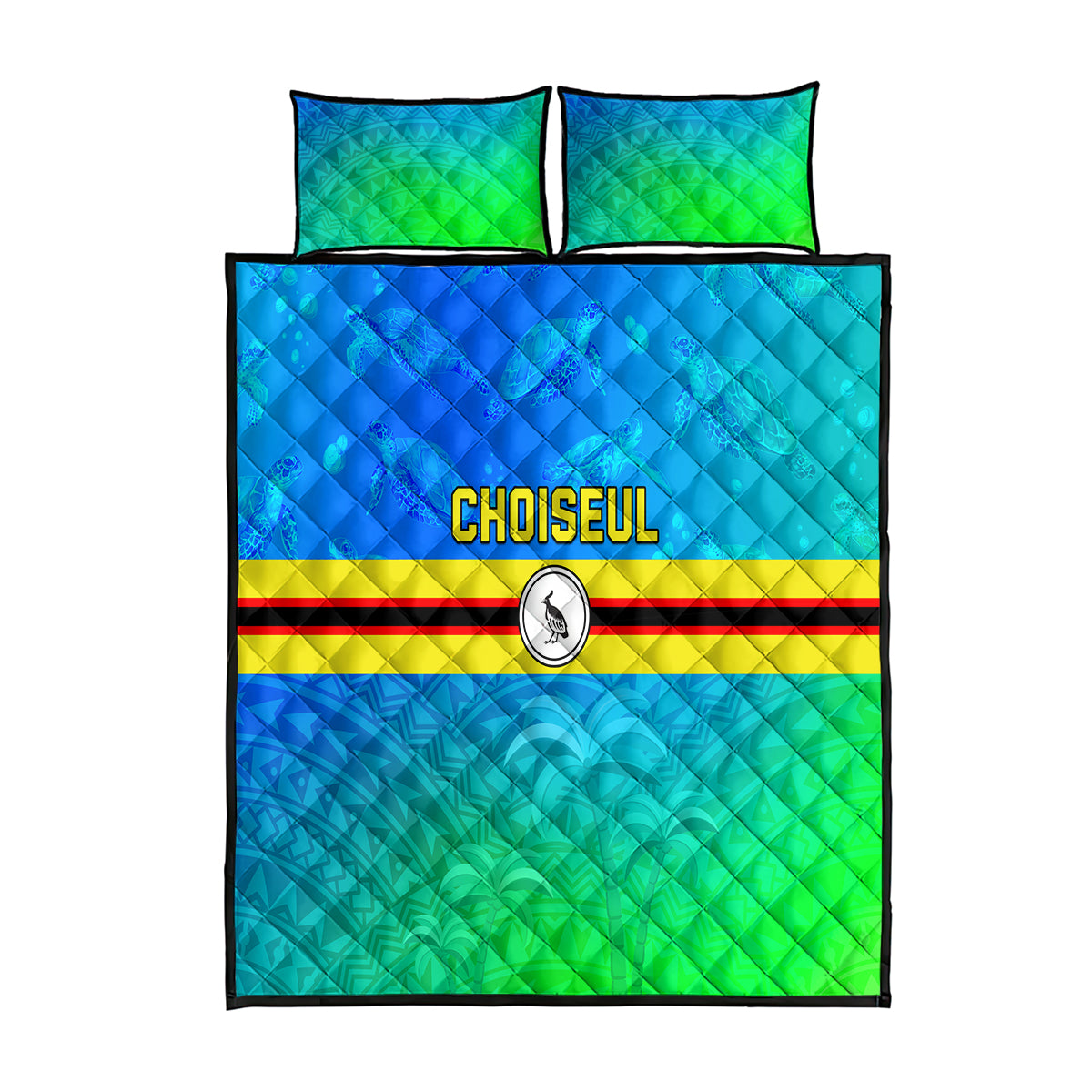 Solomon Islands Choiseul Province Day Quilt Bed Set Sea Turtle Tribal Pattern LT05 Blue - Polynesian Pride