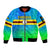 Personalised Solomon Islands Choiseul Province Day Sleeve Zip Bomber Jacket Sea Turtle Tribal Pattern LT05 Unisex Blue - Polynesian Pride