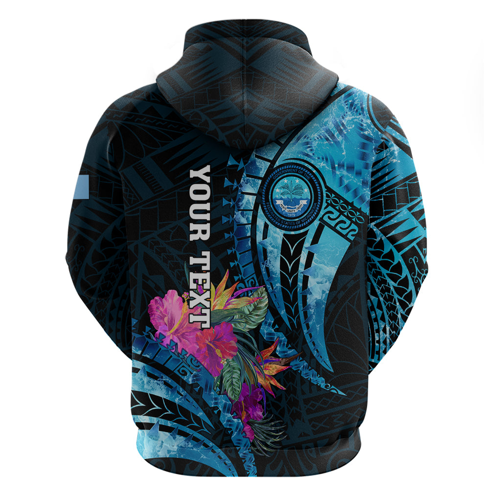 Personalised FSM Culture Day Zip Hoodie Tropical Flowers Tribal Pattern LT05 - Polynesian Pride