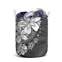 Polynesia Romantic Valentine Laundry Basket Sea Turtle Couple With Black Plumeria
