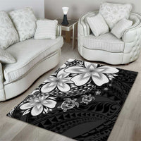Polynesia Romantic Valentine Area Rug Sea Turtle Couple With Black Plumeria