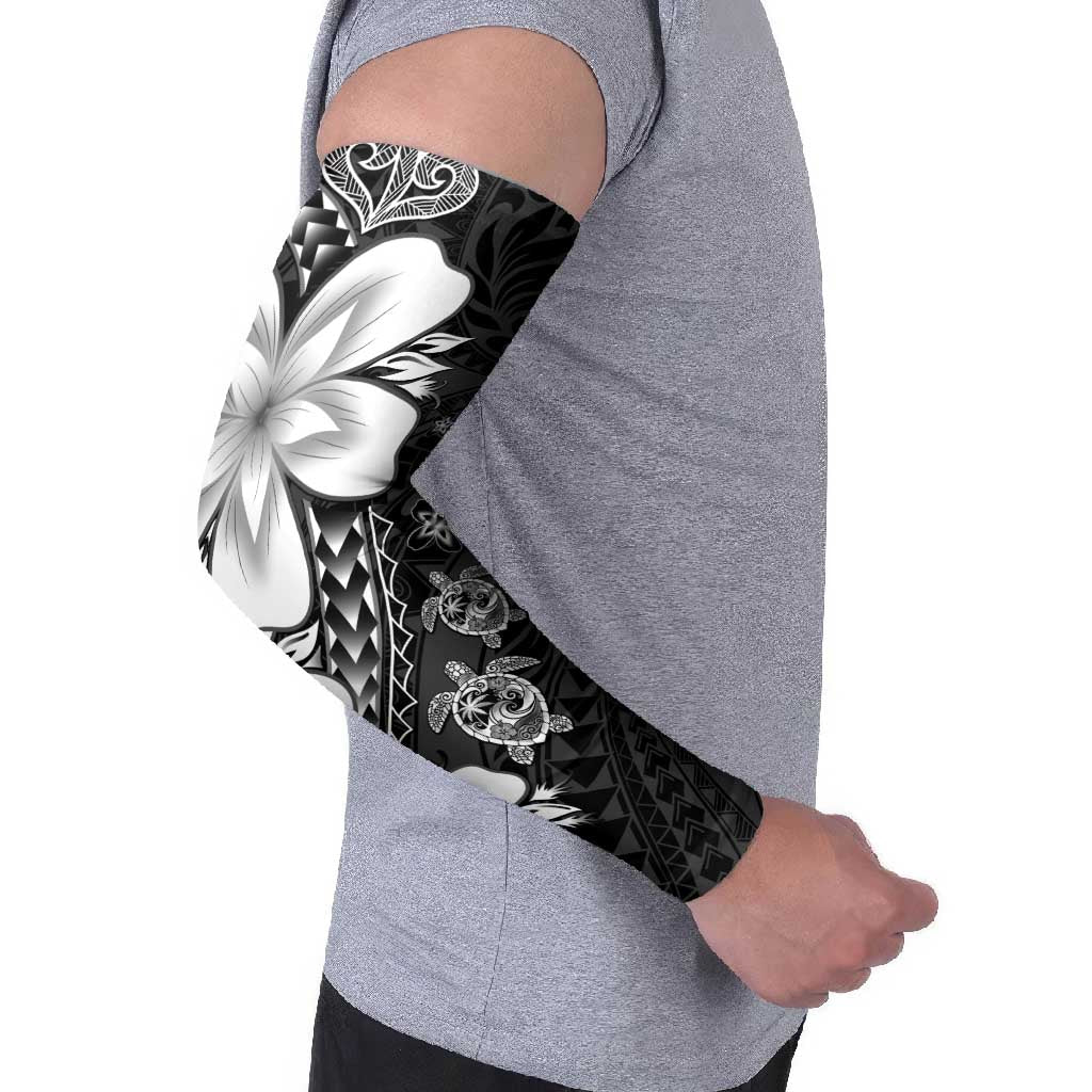 Polynesia Romantic Valentine Arm Sleeves Sea Turtle Couple With Black Plumeria