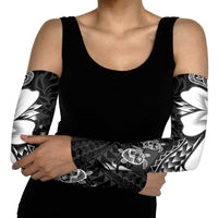Polynesia Romantic Valentine Arm Sleeves Sea Turtle Couple With Black Plumeria