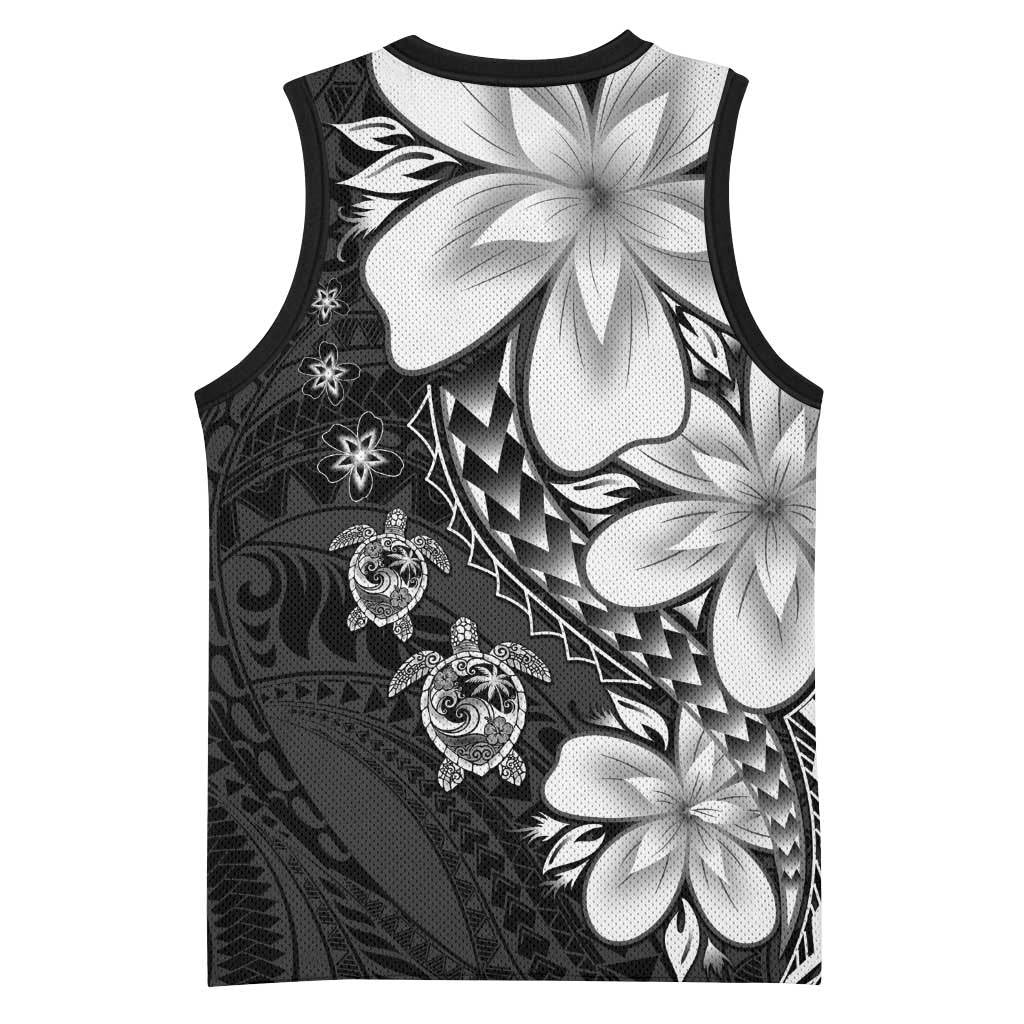Polynesia Romantic Valentine Basketball Jersey Sea Turtle Couple With Black Plumeria