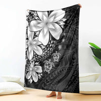 Polynesia Romantic Valentine Blanket Sea Turtle Couple With Black Plumeria