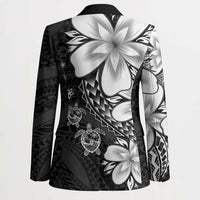 Polynesia Romantic Valentine Blazer Sea Turtle Couple With Black Plumeria