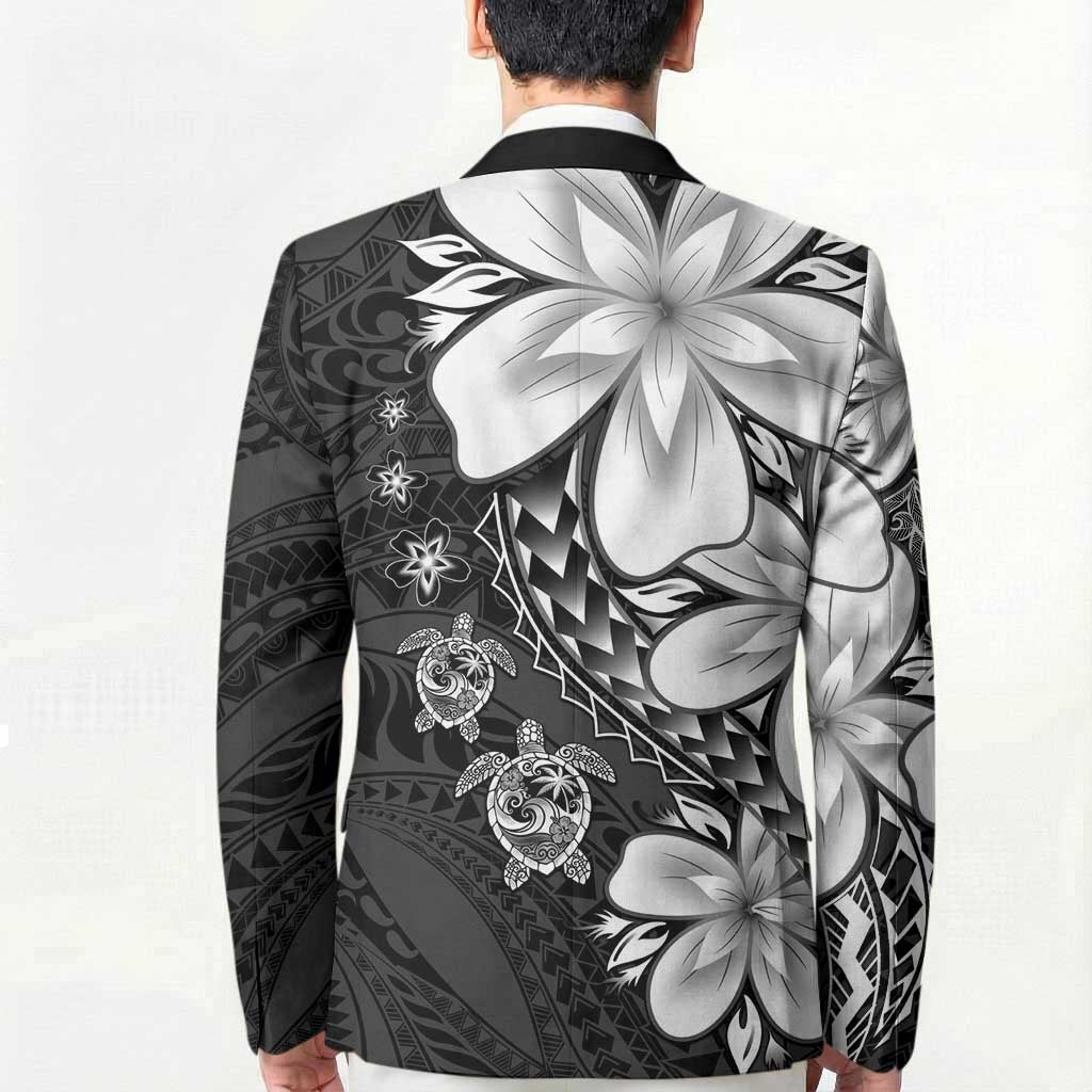 Polynesia Romantic Valentine Blazer Sea Turtle Couple With Black Plumeria