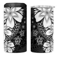 Polynesia Romantic Valentine 4 in 1 Can Cooler Tumbler Sea Turtle Couple With Black Plumeria