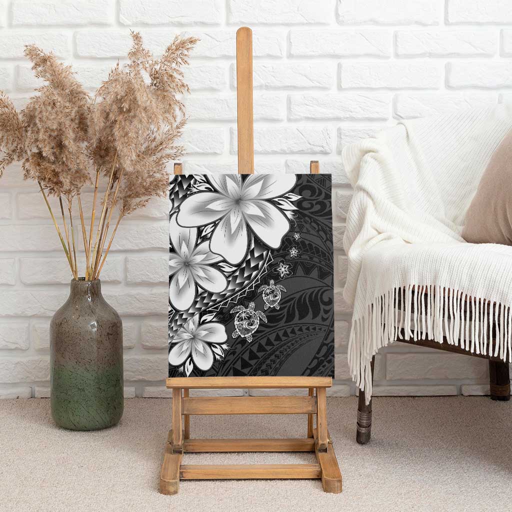 Polynesia Romantic Valentine Canvas Wall Art Sea Turtle Couple With Black Plumeria