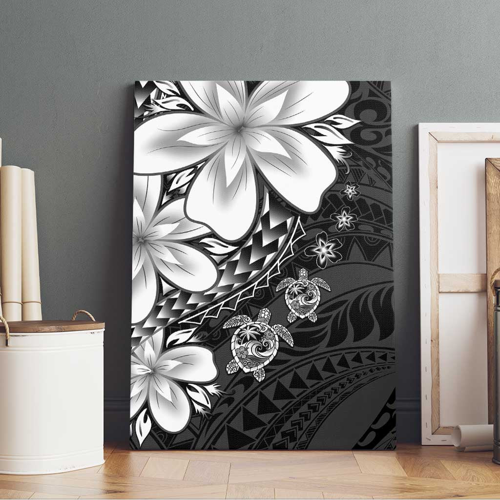 Polynesia Romantic Valentine Canvas Wall Art Sea Turtle Couple With Black Plumeria
