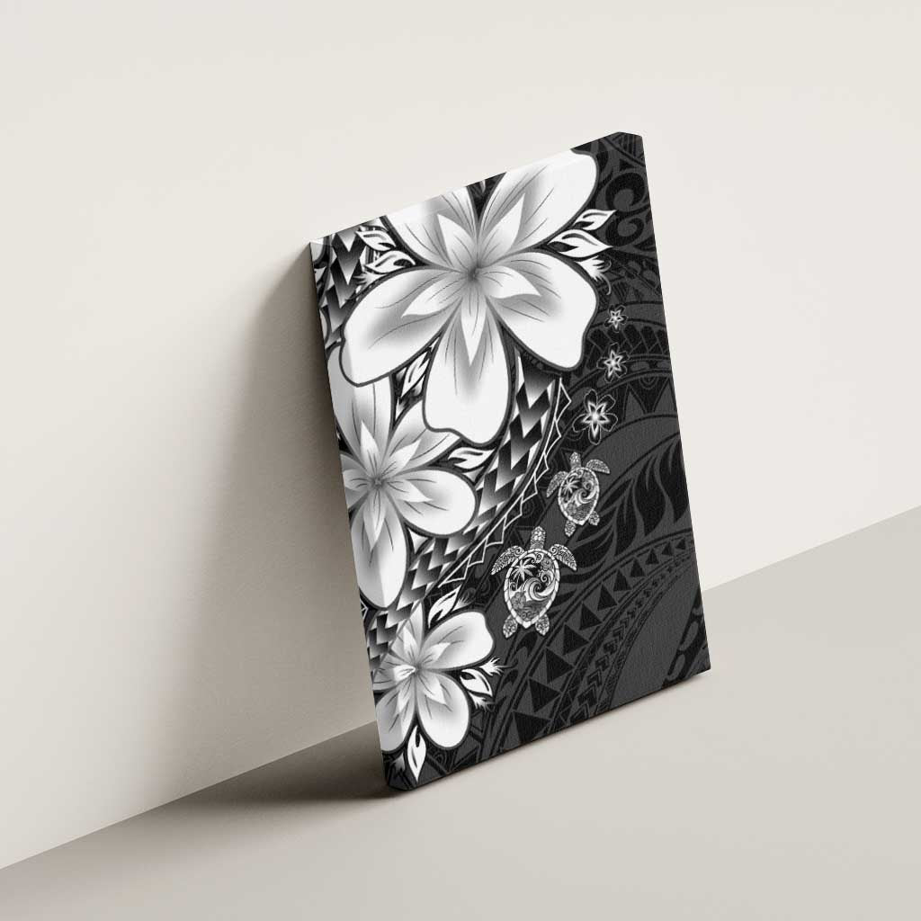 Polynesia Romantic Valentine Canvas Wall Art Sea Turtle Couple With Black Plumeria