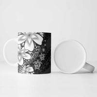 Polynesia Romantic Valentine Ceramic Mug Sea Turtle Couple With Black Plumeria