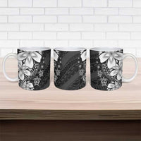 Polynesia Romantic Valentine Ceramic Mug Sea Turtle Couple With Black Plumeria