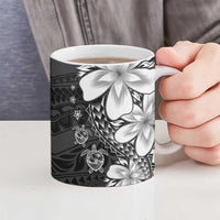 Polynesia Romantic Valentine Ceramic Mug Sea Turtle Couple With Black Plumeria