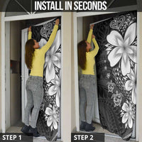 Polynesia Romantic Valentine Door Cover Sea Turtle Couple With Black Plumeria