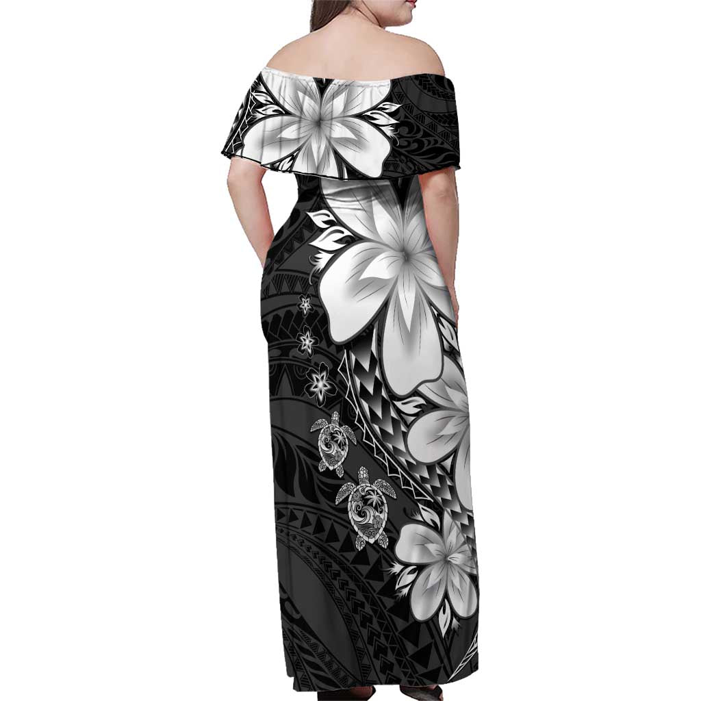 Polynesia Romantic Valentine Family Matching Off Shoulder Maxi Dress and Hawaiian Shirt Sea Turtle Couple With Black Plumeria LT05 - Polynesian Pride