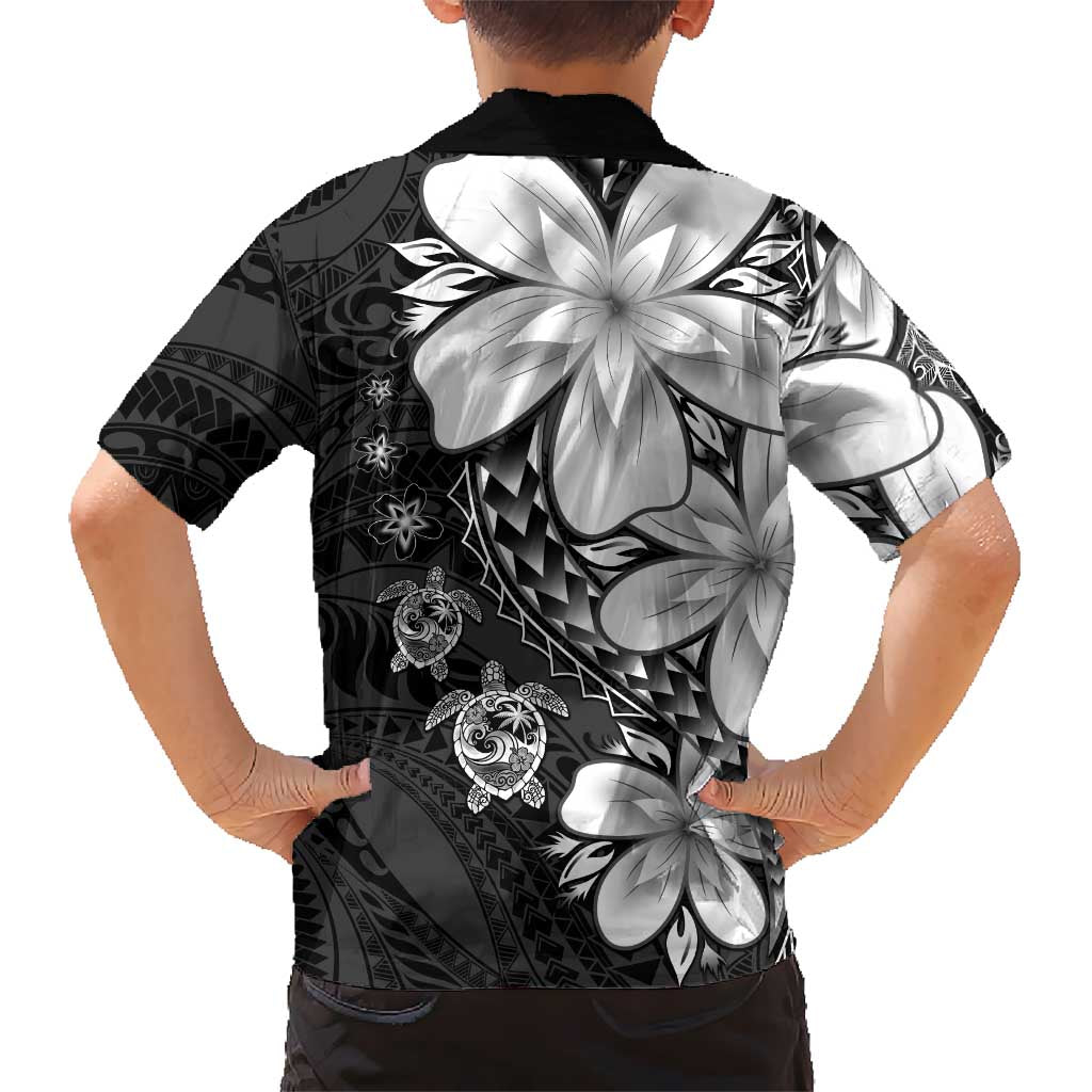 Polynesia Romantic Valentine Family Matching Off Shoulder Short Dress and Hawaiian Shirt Sea Turtle Couple With Black Plumeria LT05 - Polynesian Pride