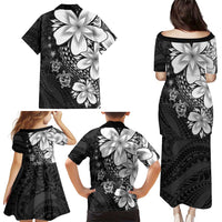 Polynesia Romantic Valentine Family Matching Puletasi and Hawaiian Shirt Sea Turtle Couple With Black Plumeria LT05 - Polynesian Pride