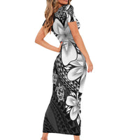 Polynesia Romantic Valentine Family Matching Short Sleeve Bodycon Dress and Hawaiian Shirt Sea Turtle Couple With Black Plumeria LT05 - Polynesian Pride