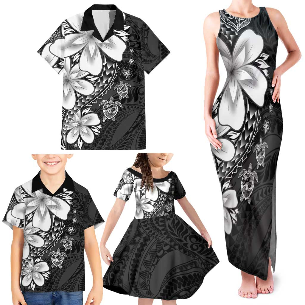 Polynesia Romantic Valentine Family Matching Tank Maxi Dress and Hawaiian Shirt Sea Turtle Couple With Black Plumeria LT05 - Polynesian Pride